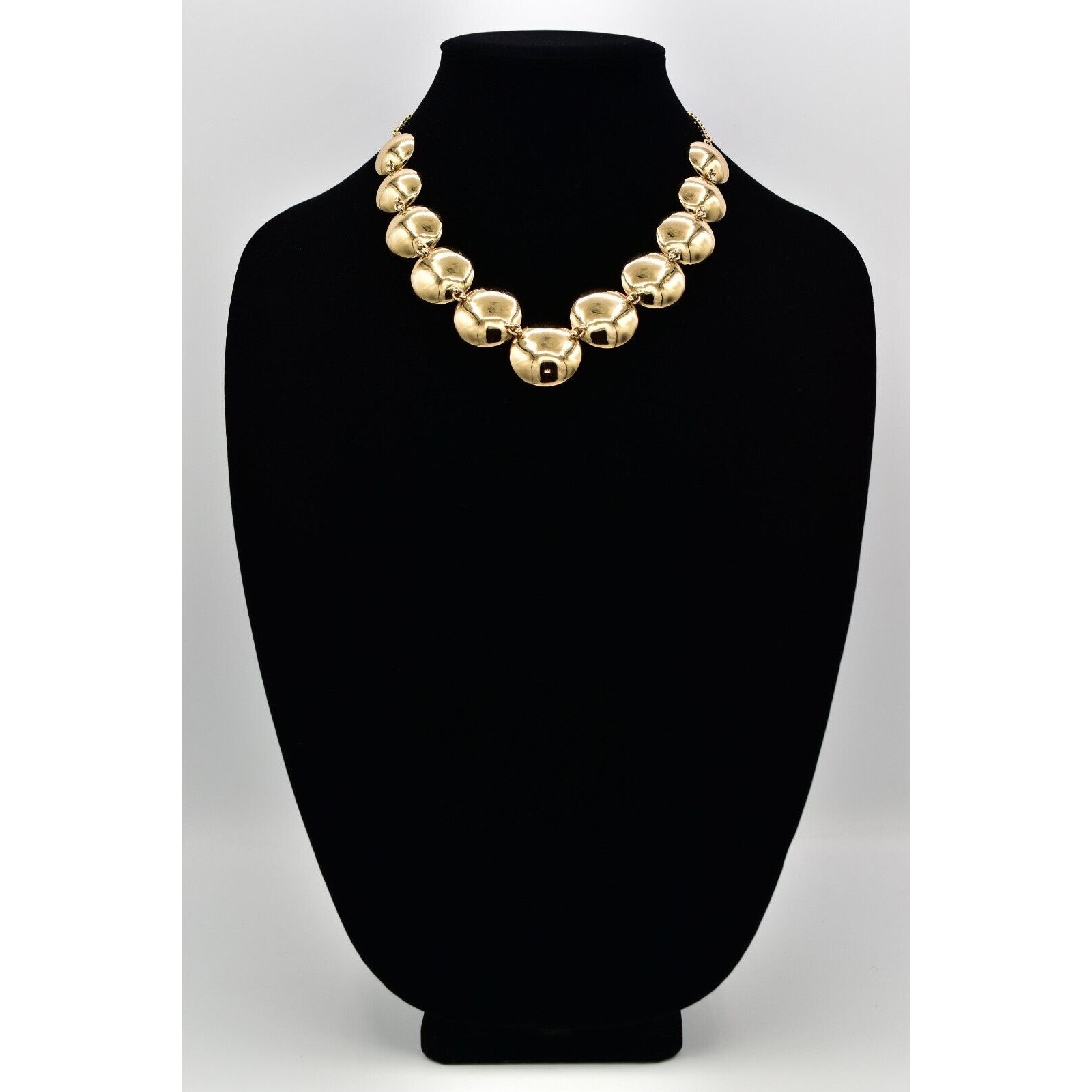 Melinda Maria Collar Necklace Gold Tone Linked Disc Chunky Chain Signed Bin6b